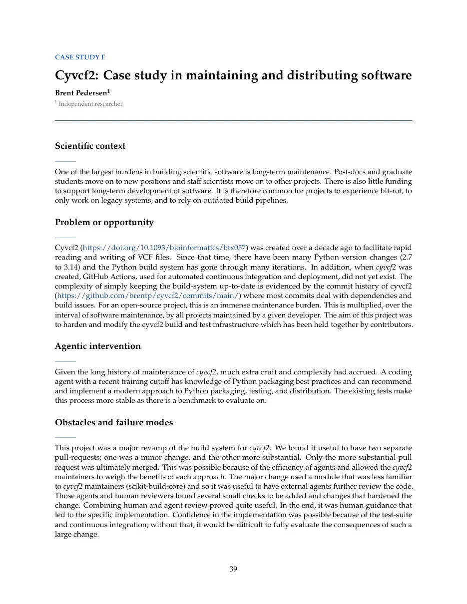 OpenAI field-report page for the cyvcf2 case study