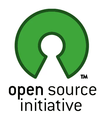 Logo Open Source Initiative với biểu tượng ổ khóa mở màu xanh