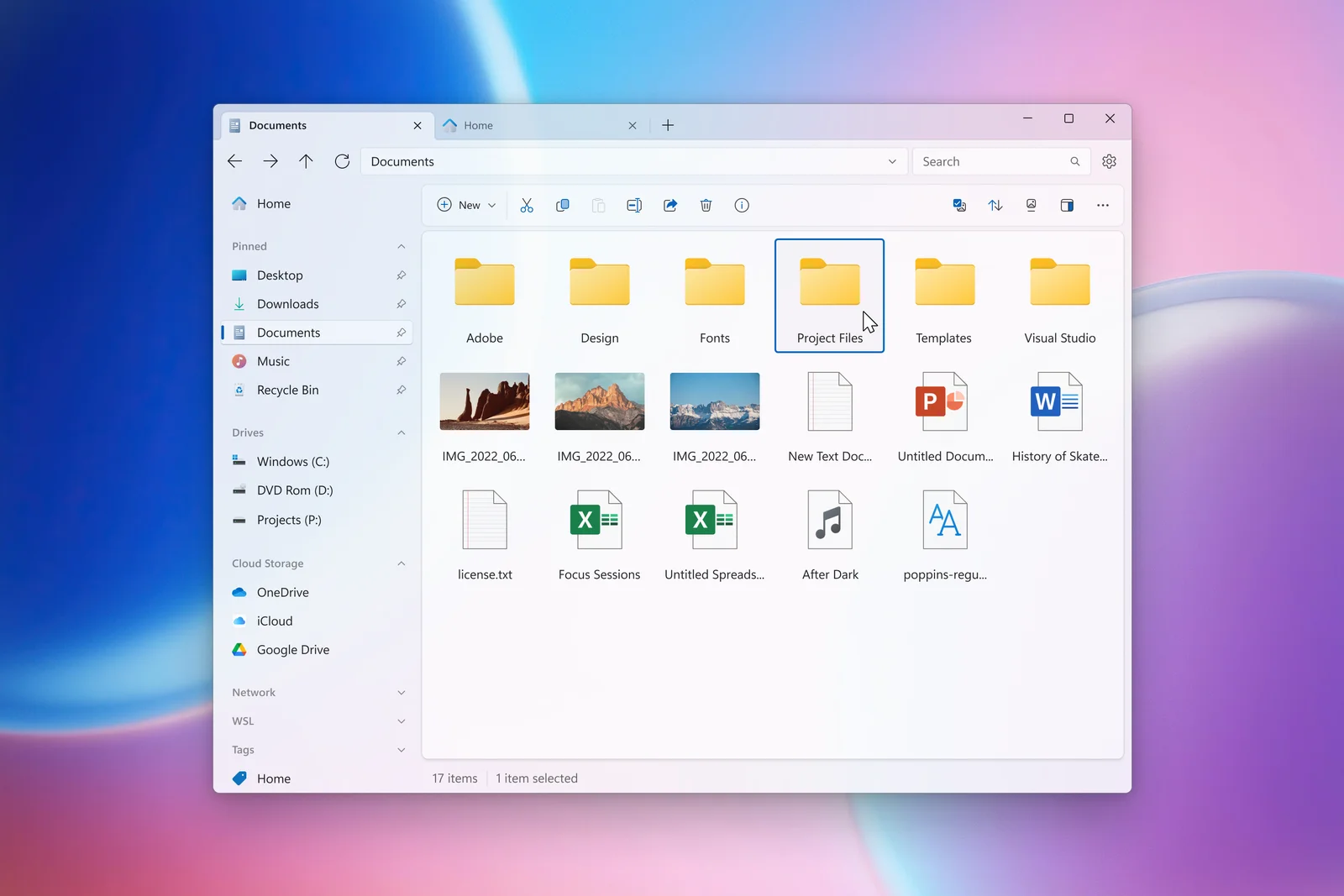 Giao diện file manager hiện đại hiển thị thư mục và tệp được tổ chức theo cấu trúc