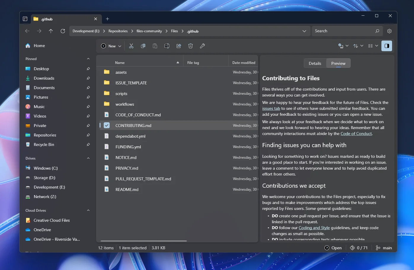 File manager hiển thị khung xem trước và metadata chi tiết của một tệp