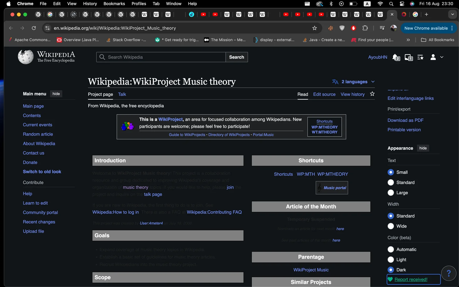 Trang wiki được mở trong Google Chrome với nhiều lớp nội dung và điều hướng trên cùng một URL